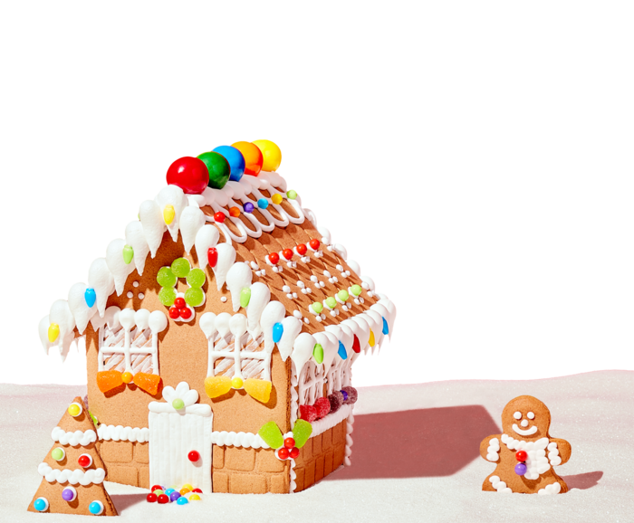 Fully assembled gingerbread house