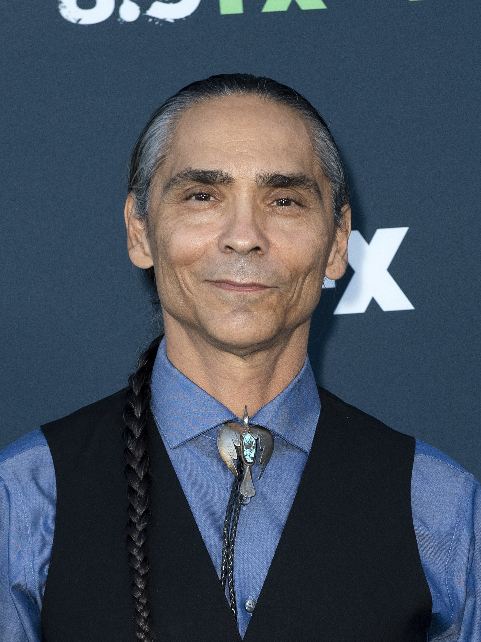 Actor Zahn McClarnon attends the red carpet event for the series premiere of FX&#x27;s Reservation Dogs in Hollywood, California