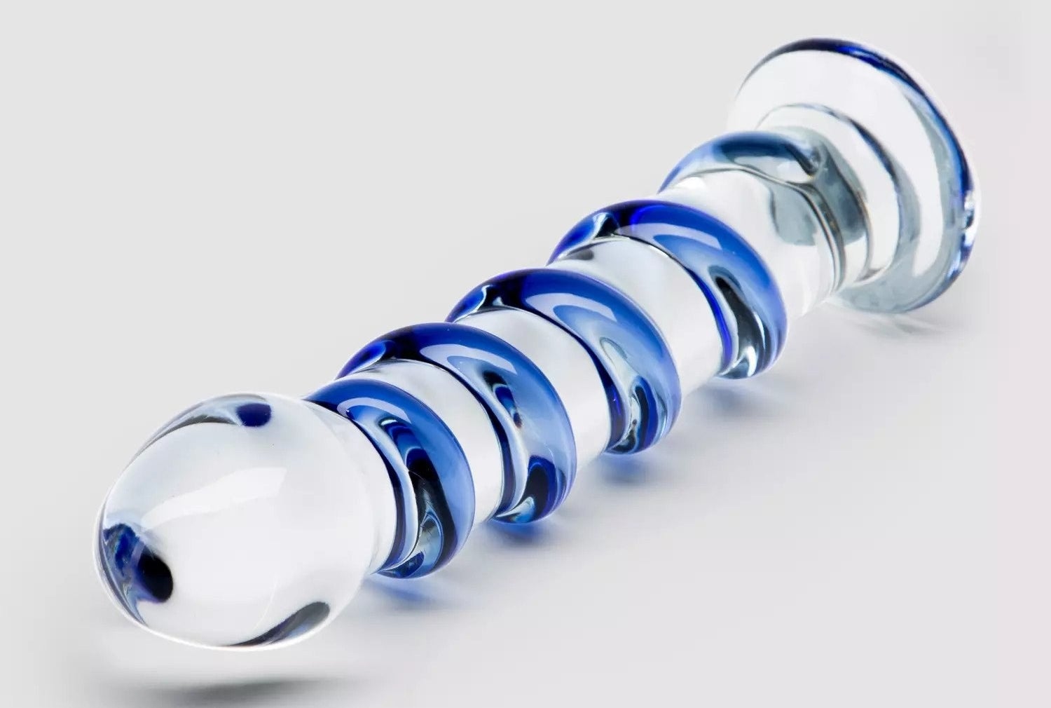 Transparent dildo with blue spiral