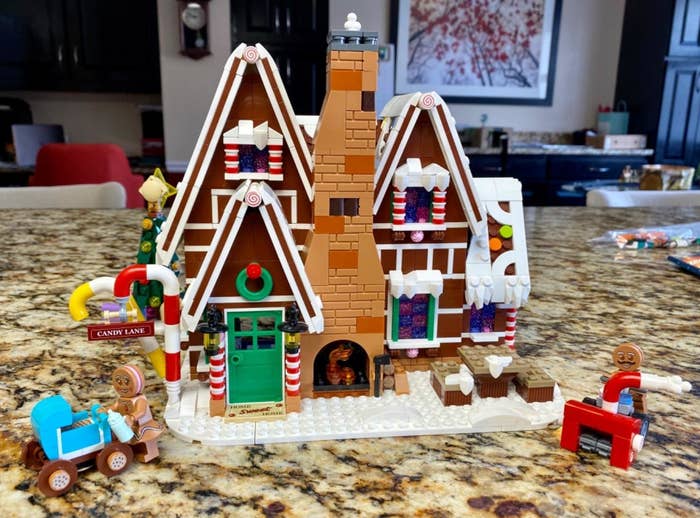 A reviewer's build of the Lego gingerbread house