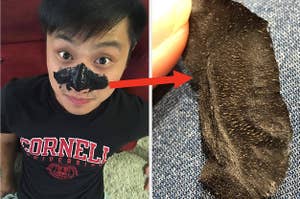 Reviewer with black pore mask on the left and used pore mask on the right
