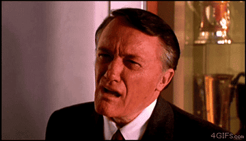 Robert Vaughn looking shocked and disturbed, then leaving the room in the movie Basketball