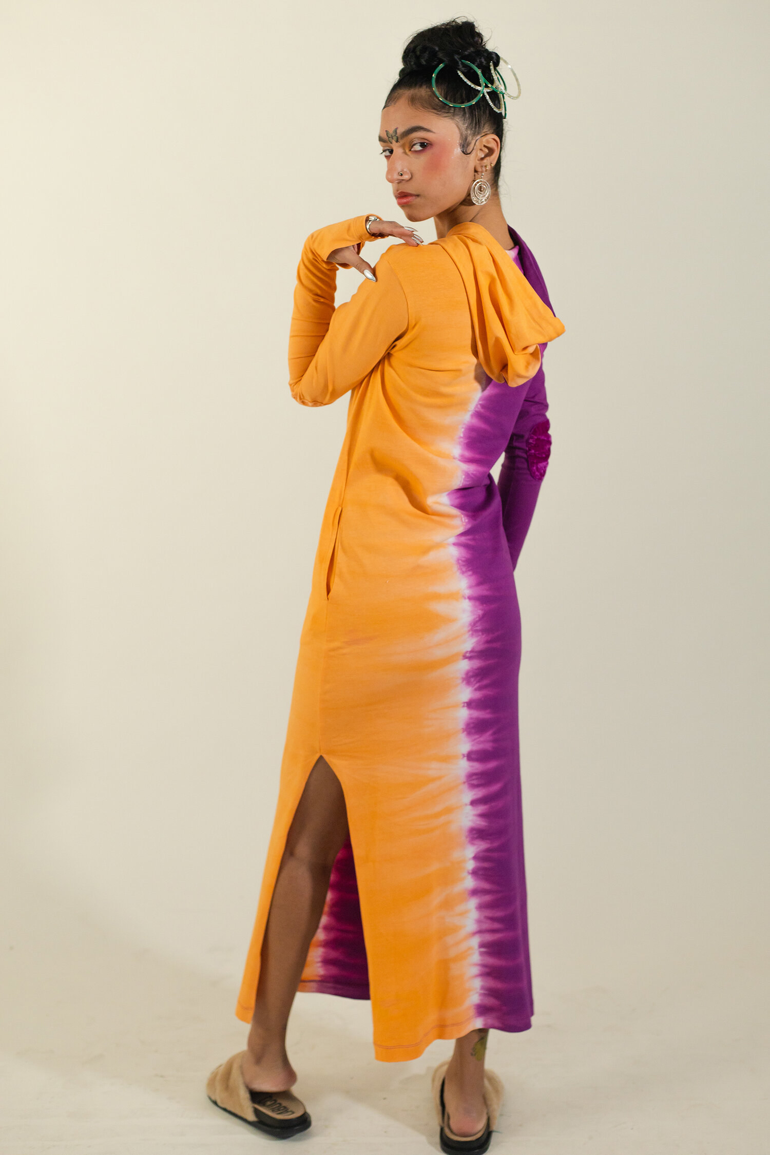the orange and purple dress