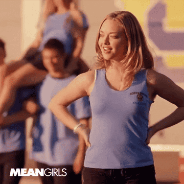 Karen from &quot;Mean Girls&quot; trying to catch a football with her boobs