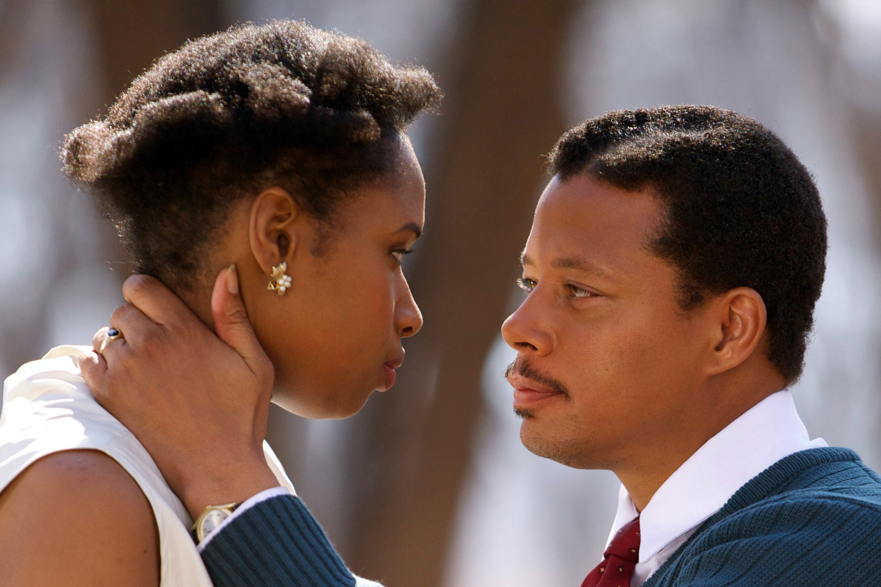 Winnie and Nelson Mandela embrace in the movie