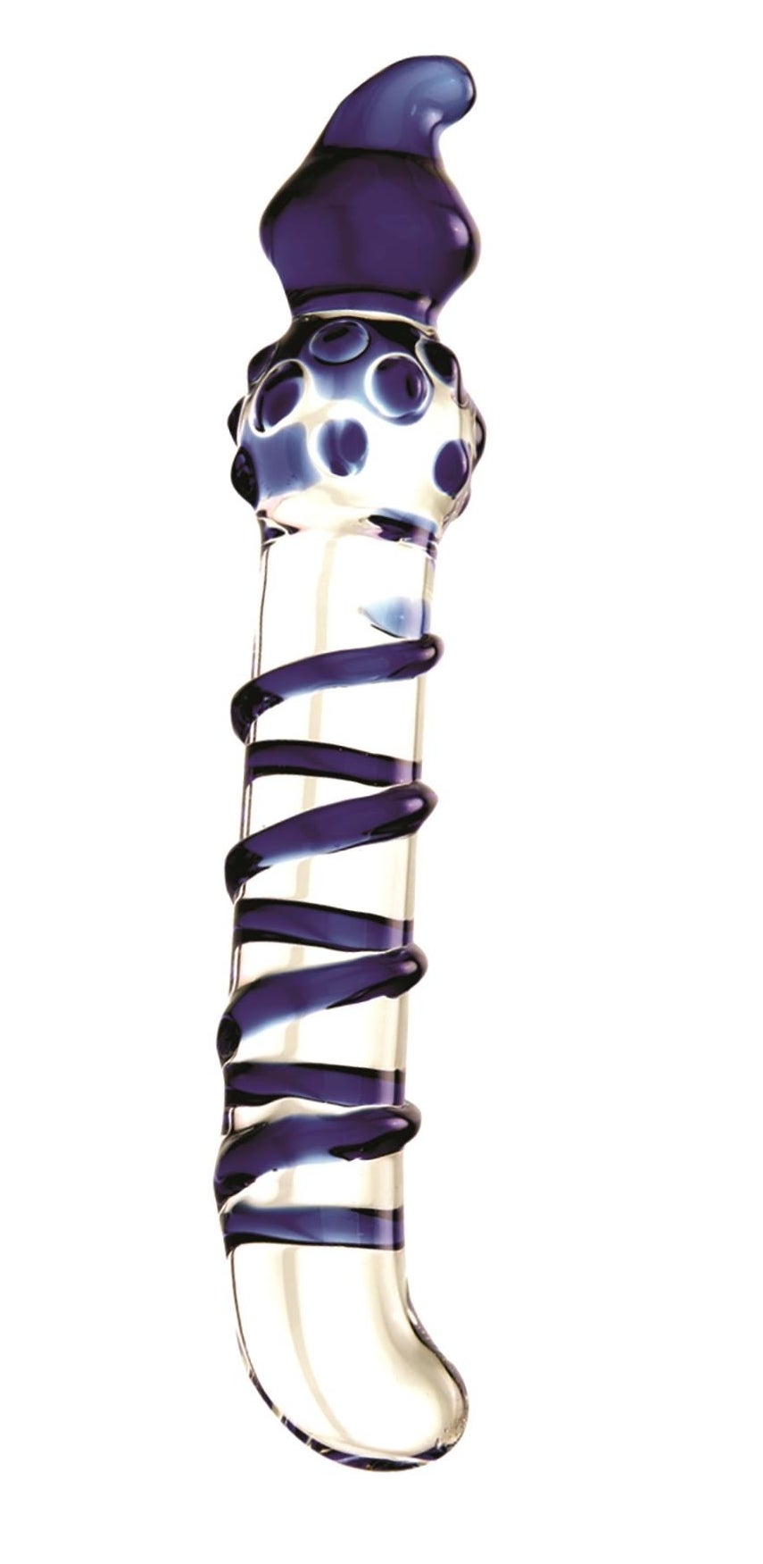 Blue and clear spiral dildo