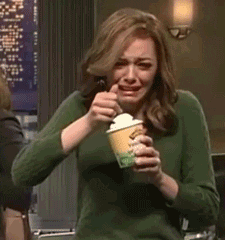 Emma Stone crying and eating ice cream