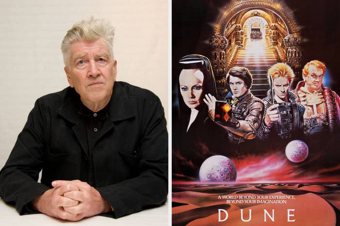 David Lynch next to the movie poster for &quot;Dune&quot;