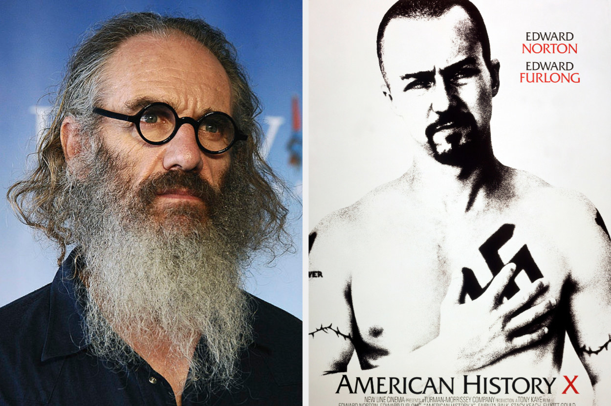 Tony Kaye next to the movie poster for &quot;American History X&quot;