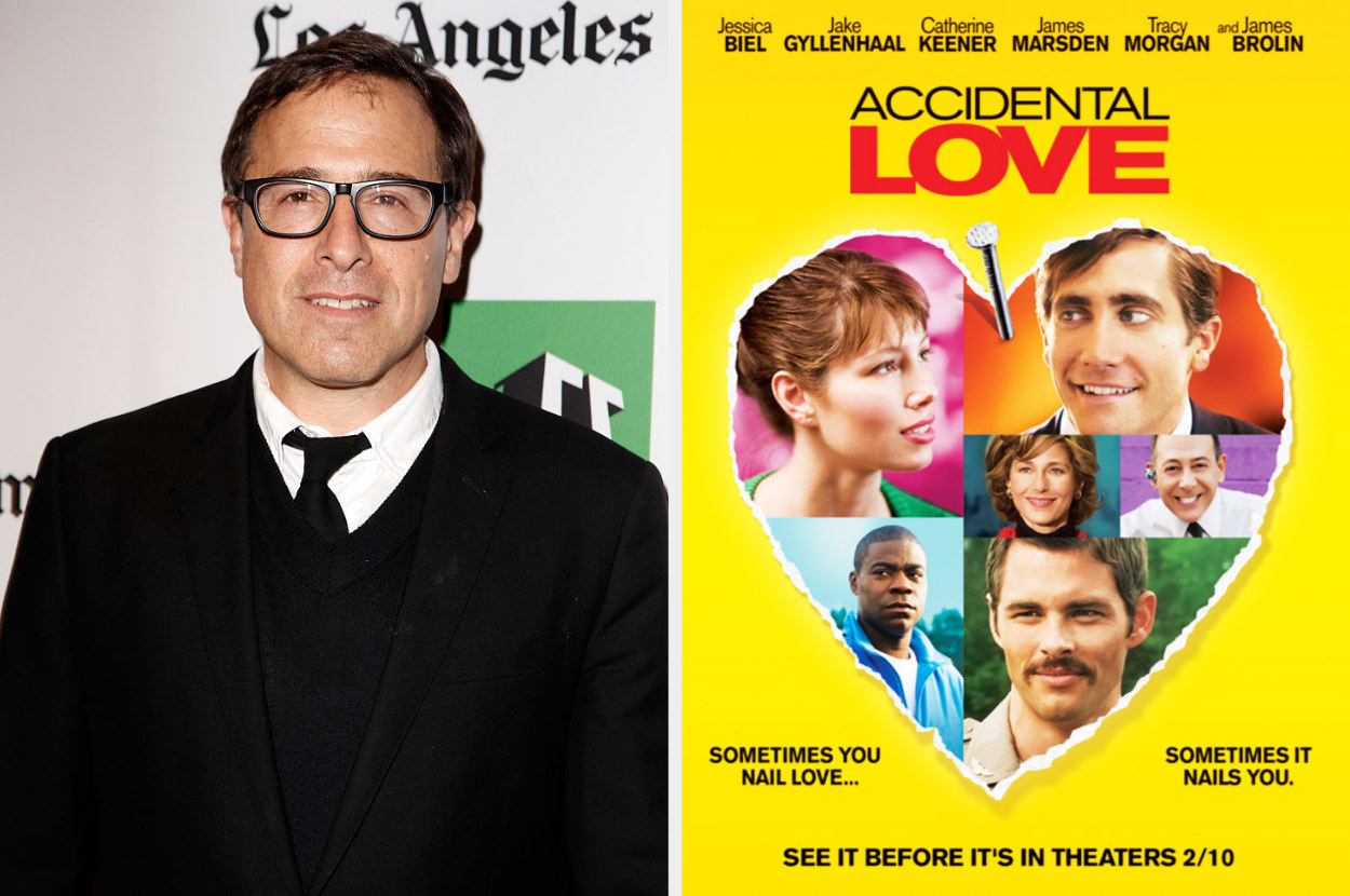 David O Russell next to the movie poster for &quot;Accidental Love&quot;
