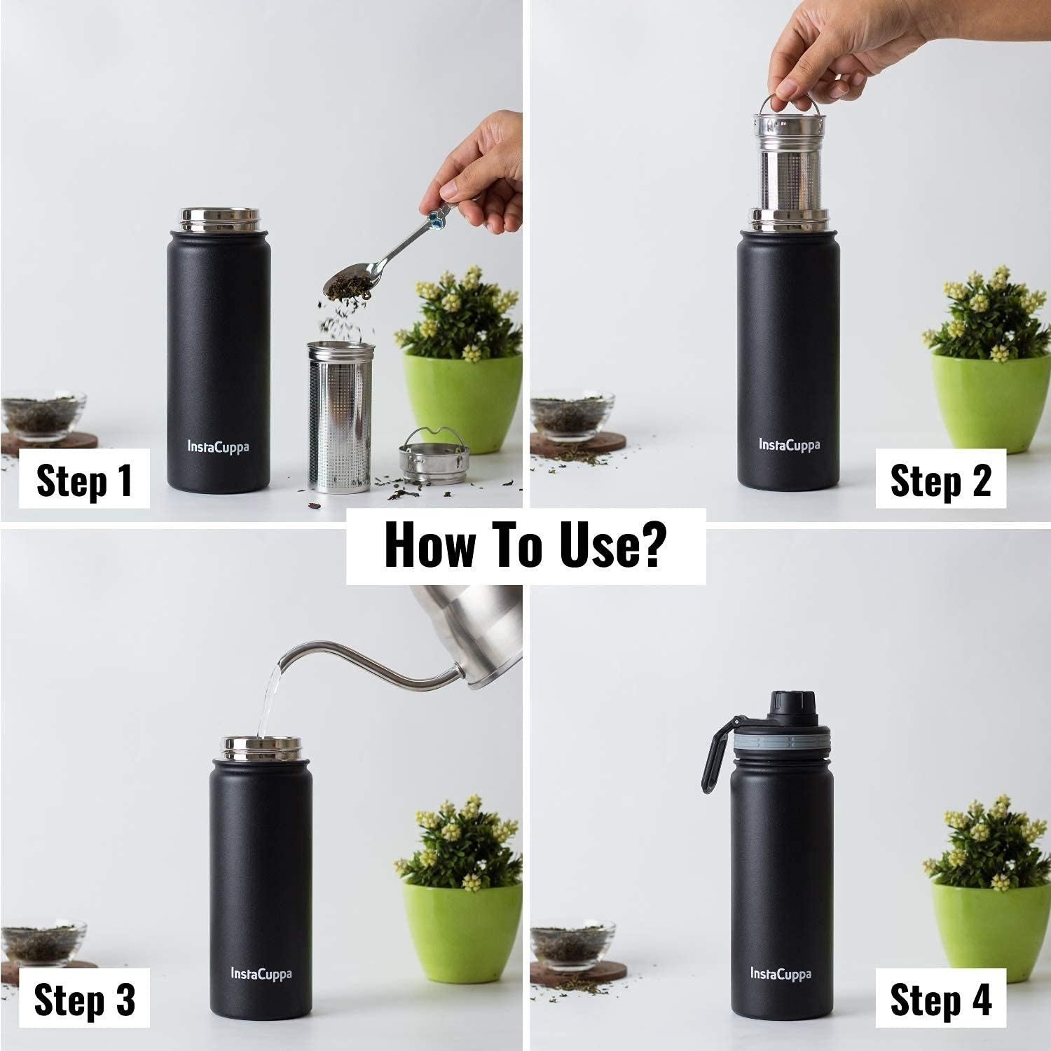 Instructions on how to use the infuser bottle