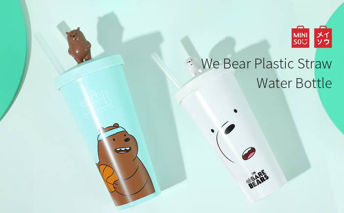 Two bear water bottles with sippers
