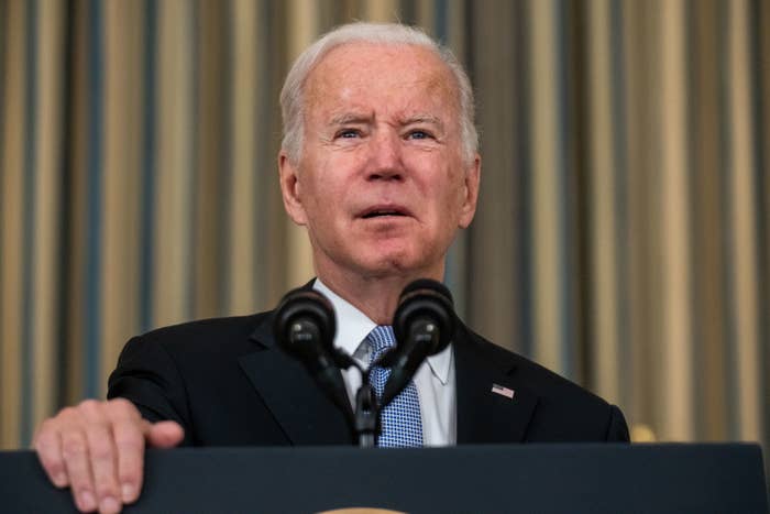 President Joe Biden at the podium