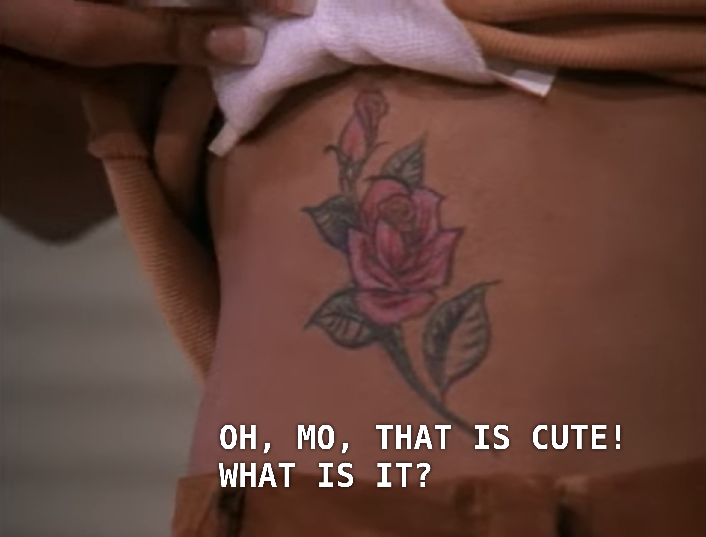 It&#x27;s a close-up on Moesha&#x27;s rose tattoo.