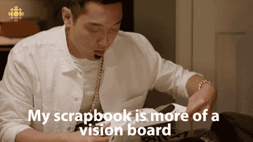 A man is seen saying, &quot;My scrapbook is more of a vision board&quot;