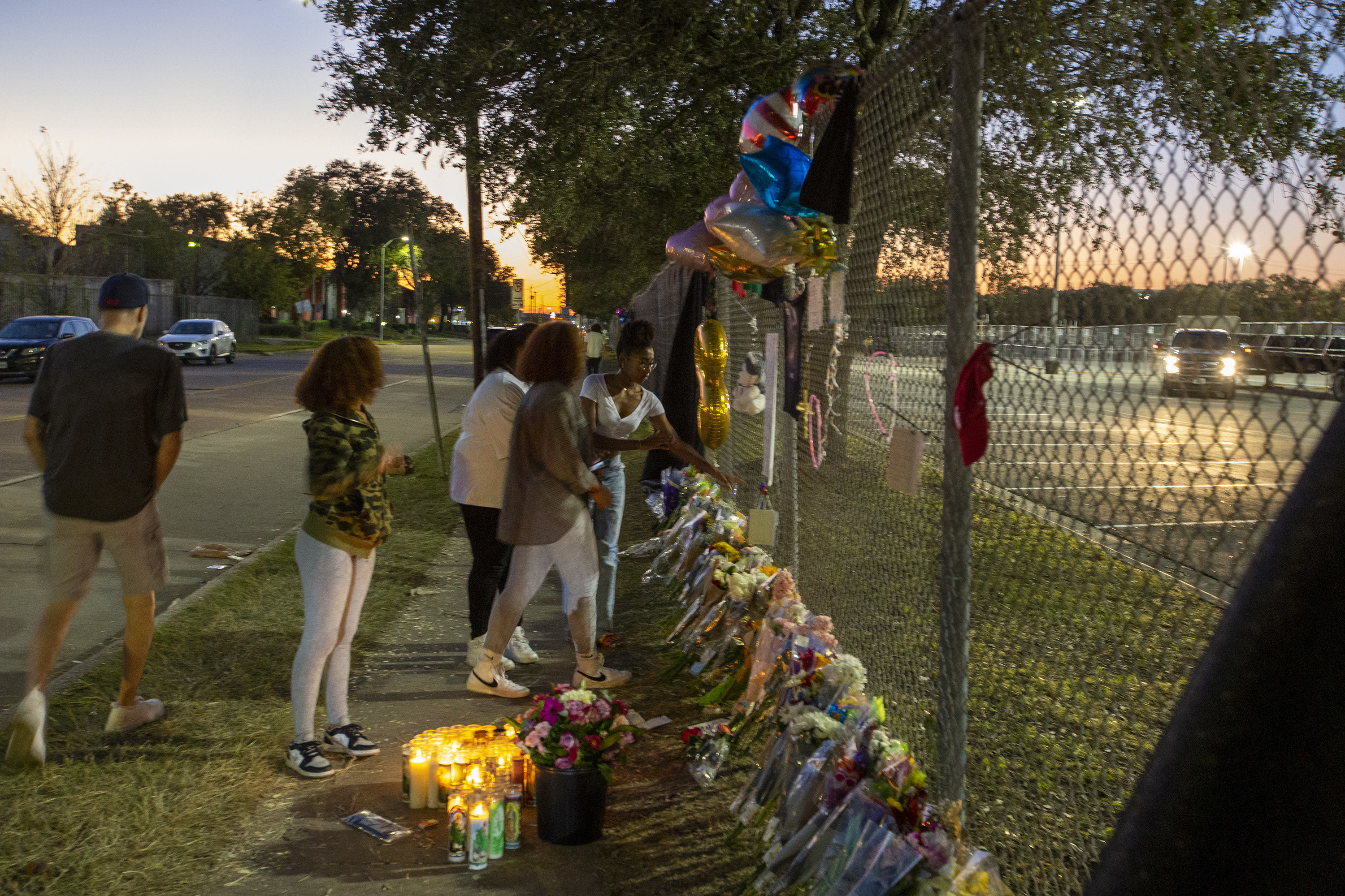 Fans at makeshift memorial at NRG Park on November 6, 2021.