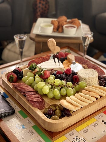 a reviewer's charcuterie board set up