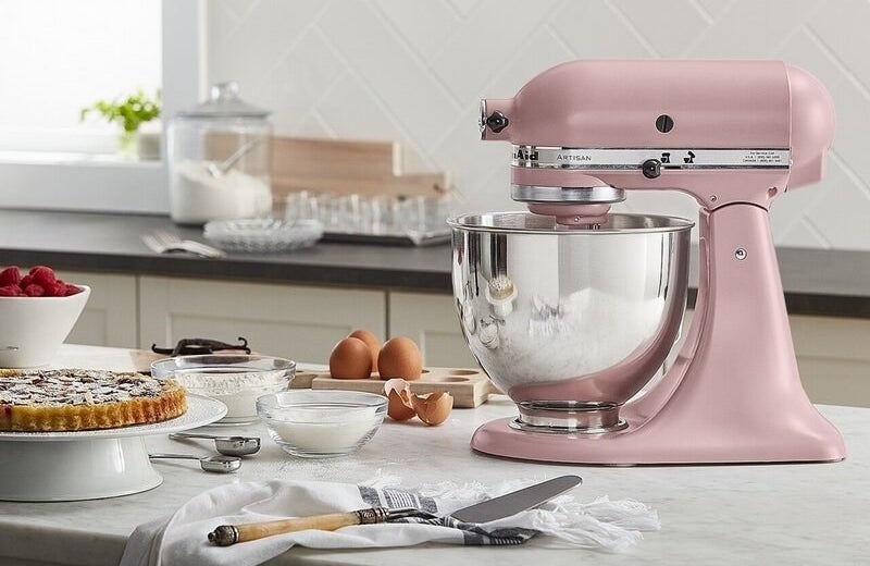 a pink stand mixer