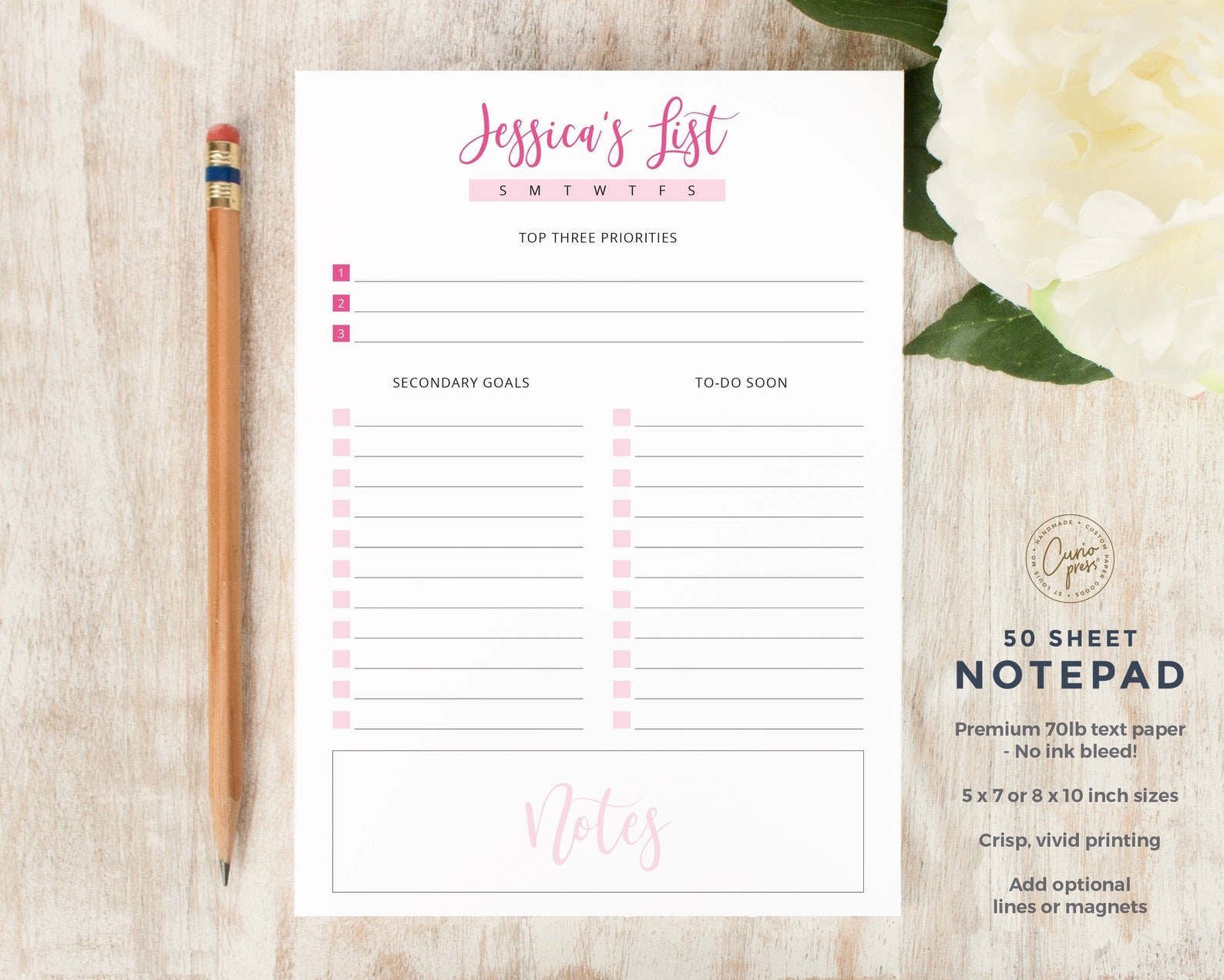 a personalized daily notepad