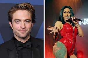 Robert Pattinson on the red carpet side by side with Cardi B performing