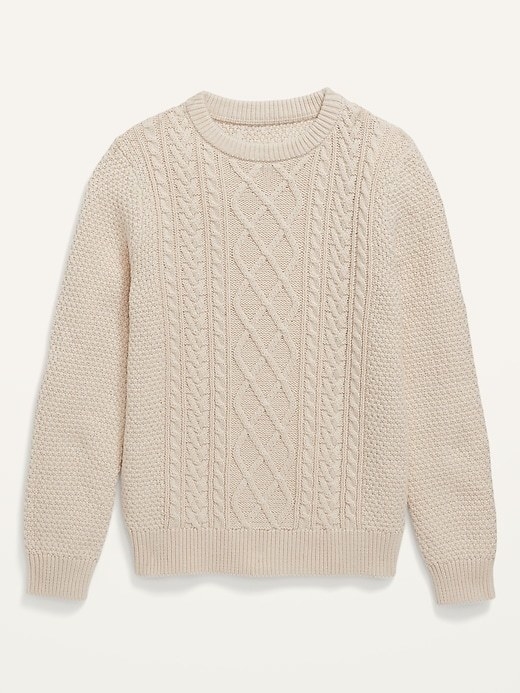 a cream cable knit sweater