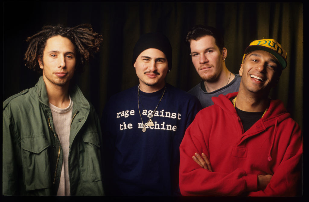 A promotional photo of Rage Against the Machine