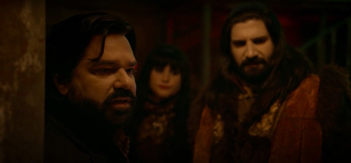Nandor, Laszlo, and Nadja standing together in &quot;What We Do in the Shadows&quot;