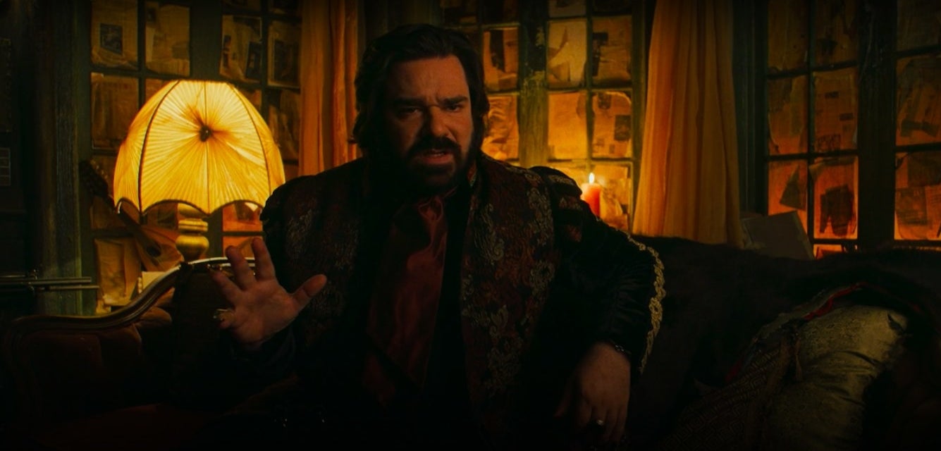 Laszlo talking to the camera in the fancy room in &quot;What We Do in the Shadows&quot;