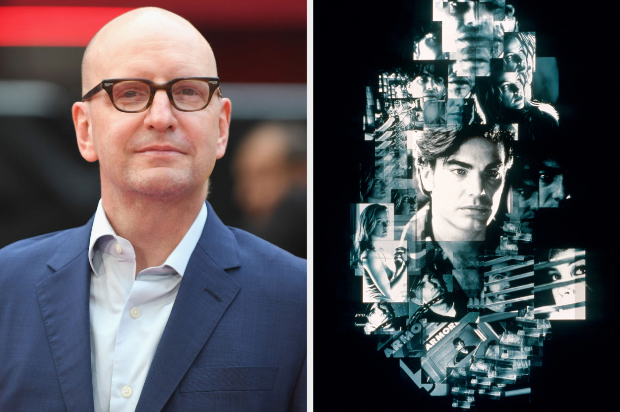 Steven Soderbergh next to the movie poster for &quot;The Underneath&quot;
