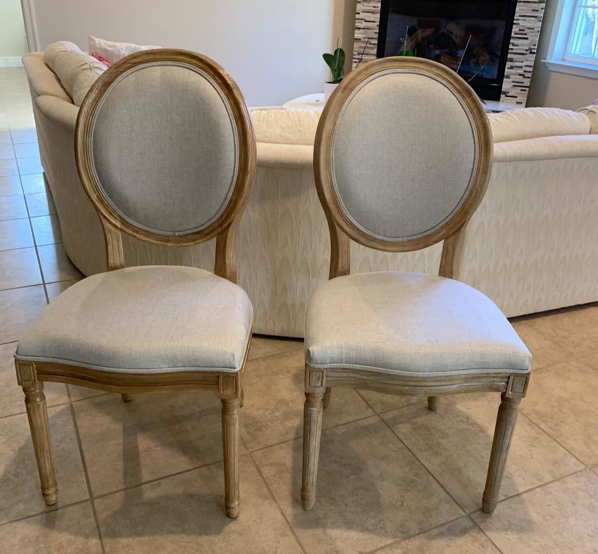 two fabric covered chairs
