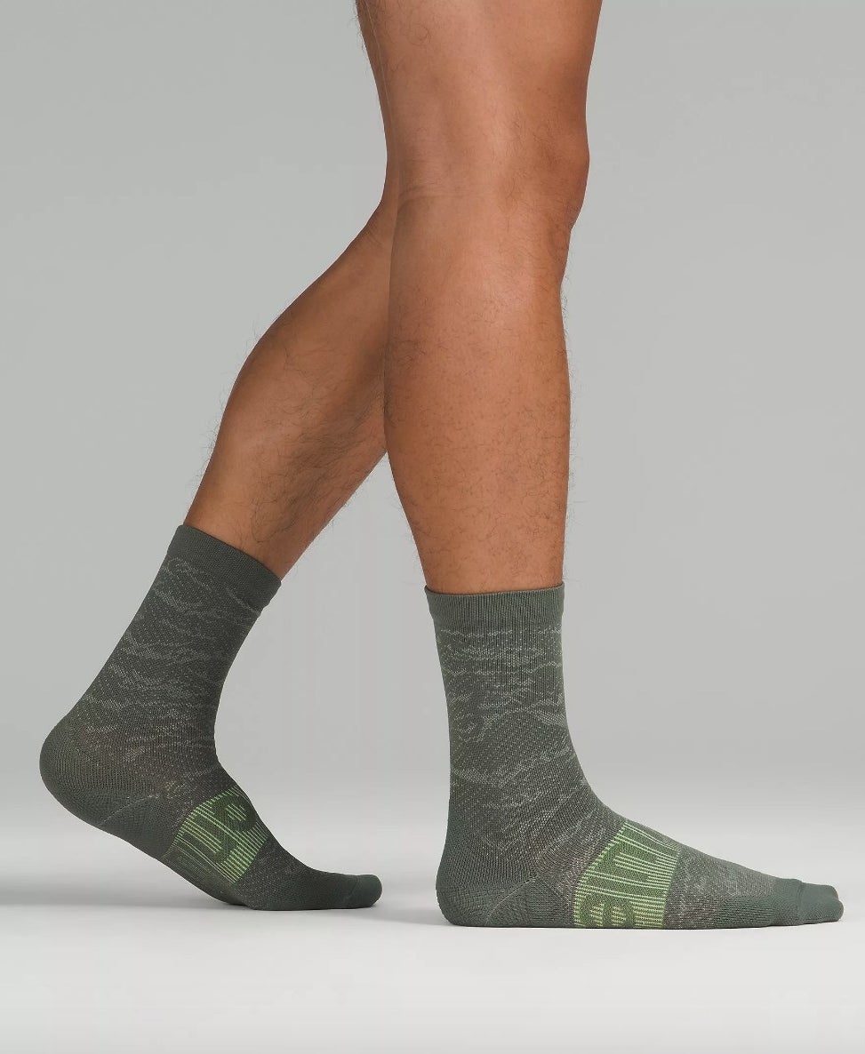 Green socks on model