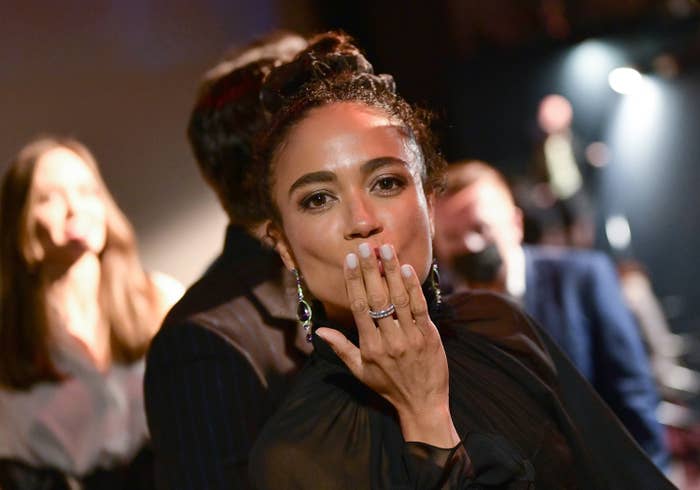 Lauren Ridloff giving flying kiss.