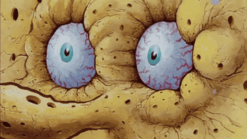 Spongebob Squarepants parched and sweating