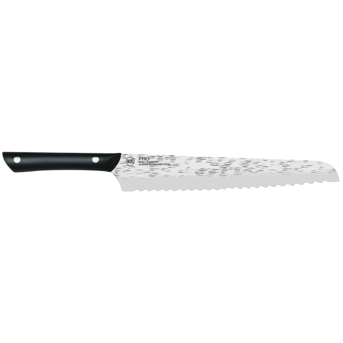 A nine-inch bread knife on a white background.