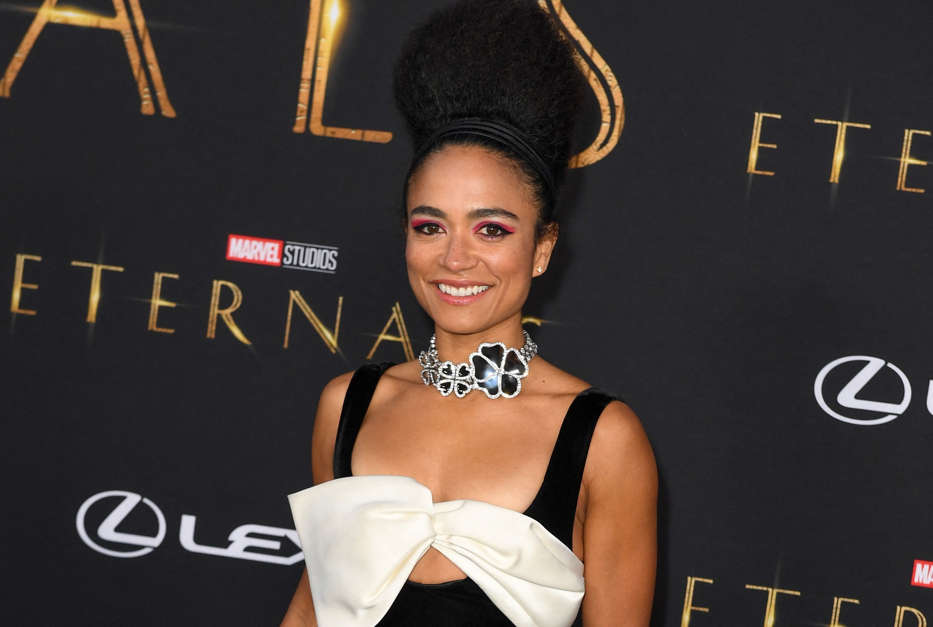 Lauren Ridloff arrives for the world premiere of Marvel Studios&#x27; &quot;Eternals&quot; at the Dolby theatre in Los Angeles