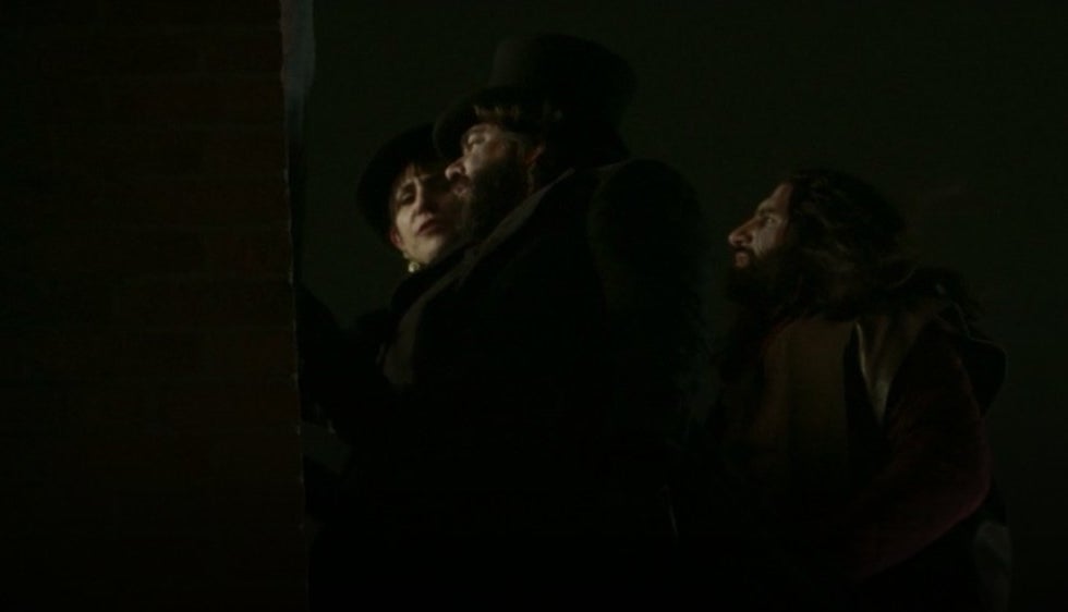 Nadja, Laszlo, and Nandor floating and looking into a window in &quot;What We Do in the Shadows&quot;