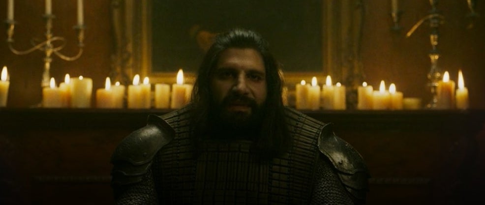 Nandor in his armor talking to the camera in &quot;What We Do in the Shadows&quot;