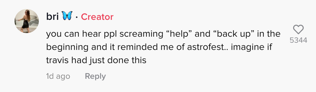 you can hear ppl screaming &quot;help&quot; and &quot;back up&quot; in the beginning and it reminded me of astrofest...if travis had just done this