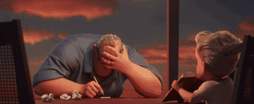 a gif of bob from the incredibles complaining about his son&#x27;s math homework