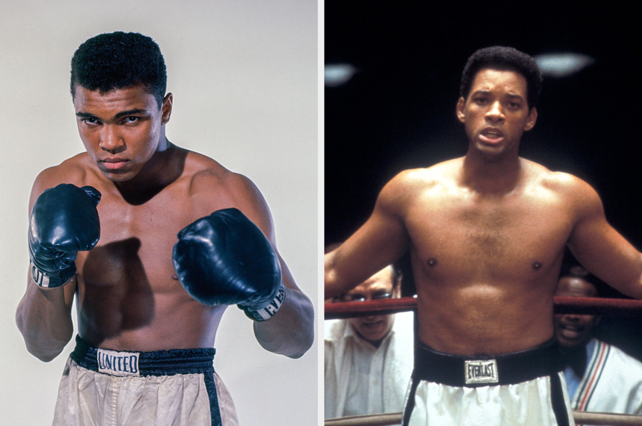 The real Ali at the height of his career, and Smith as him in the ring