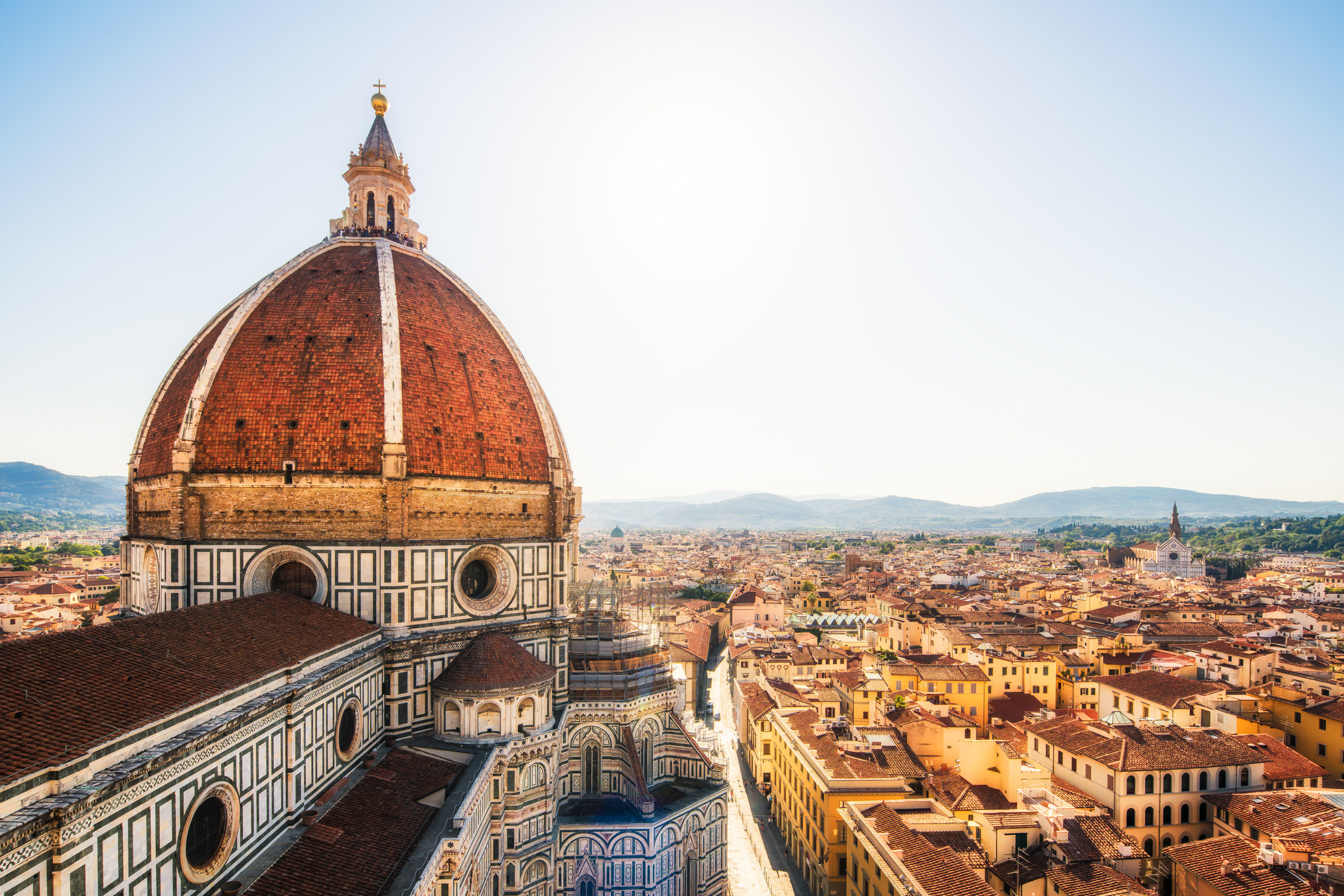 View on cityscape and the dome of the Cathedral of Florence..