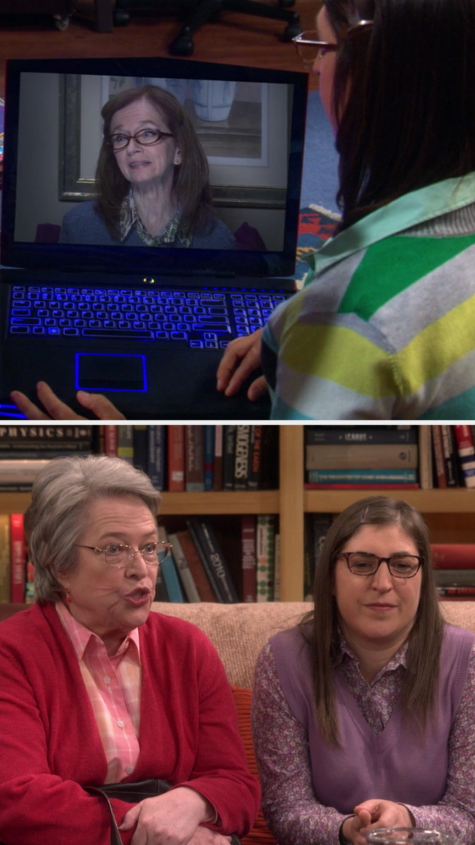 Annie O&#x27;Donnell playing Mrs. Fowler in a video chat and Kathy Bates playing her in later seasons