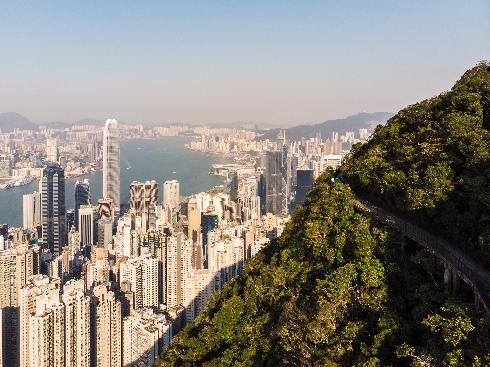 Lugard Road viewpoint on Victoria Peak in Hong Kong.
