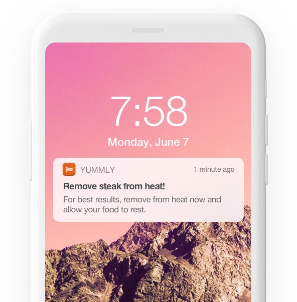 A notification on a phone from the Yummly® app.