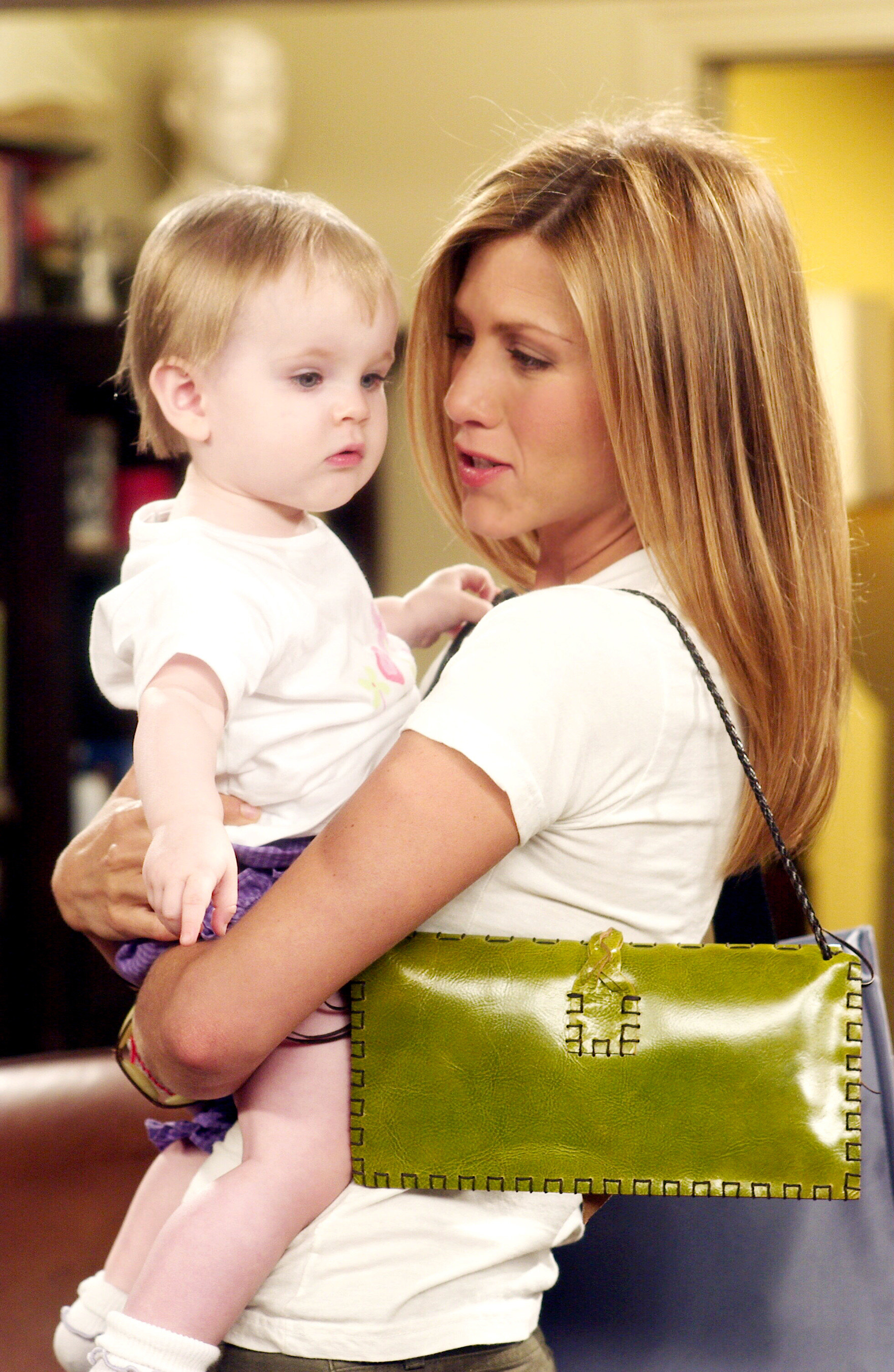 Rachel holding her baby Emma