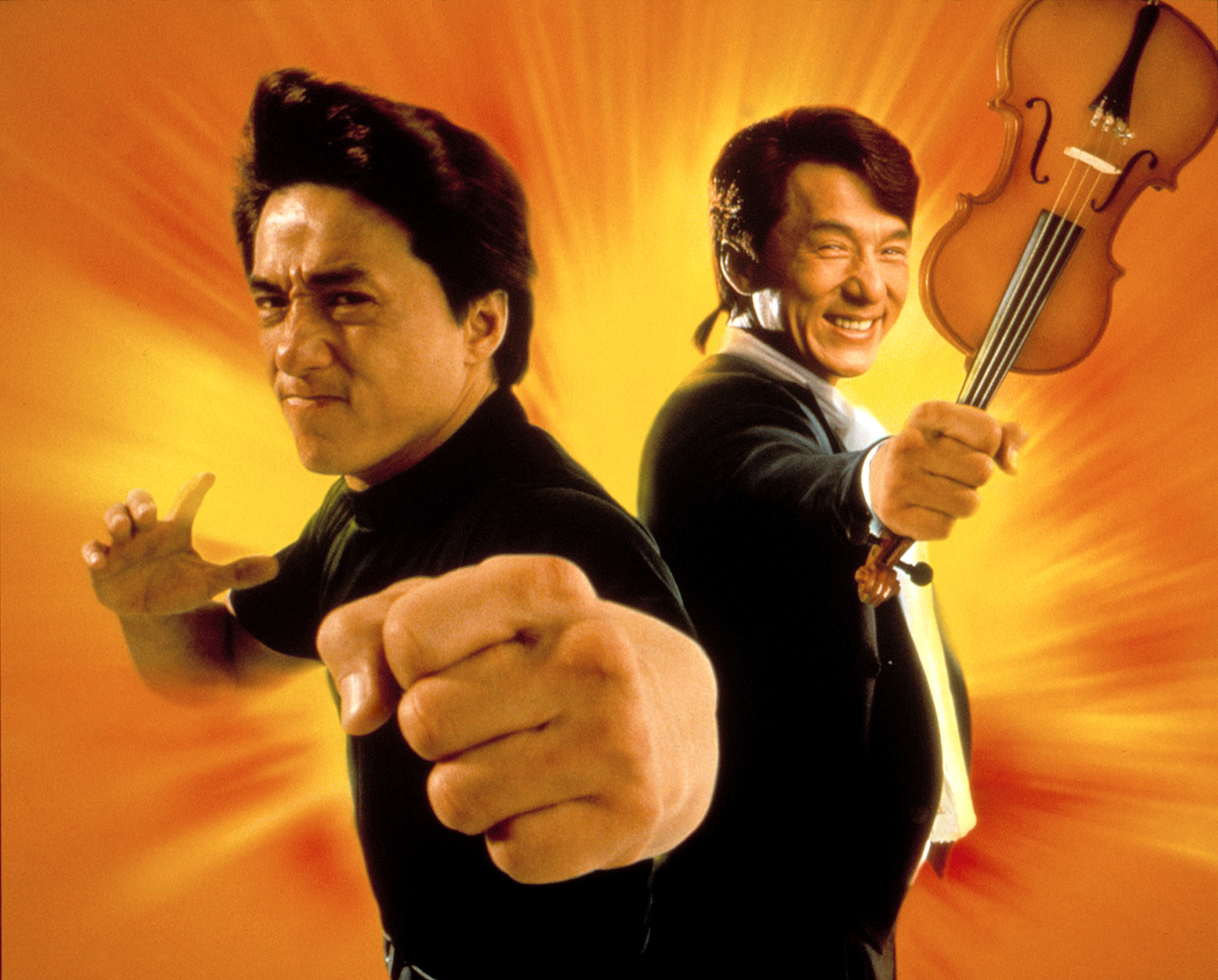 Jackie Chan as a fighter and a violinist