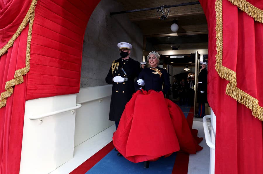 lady gaga's bulletproof dress Lady Gaga Wore A "Bulletproof Dress" On Inauguration Day