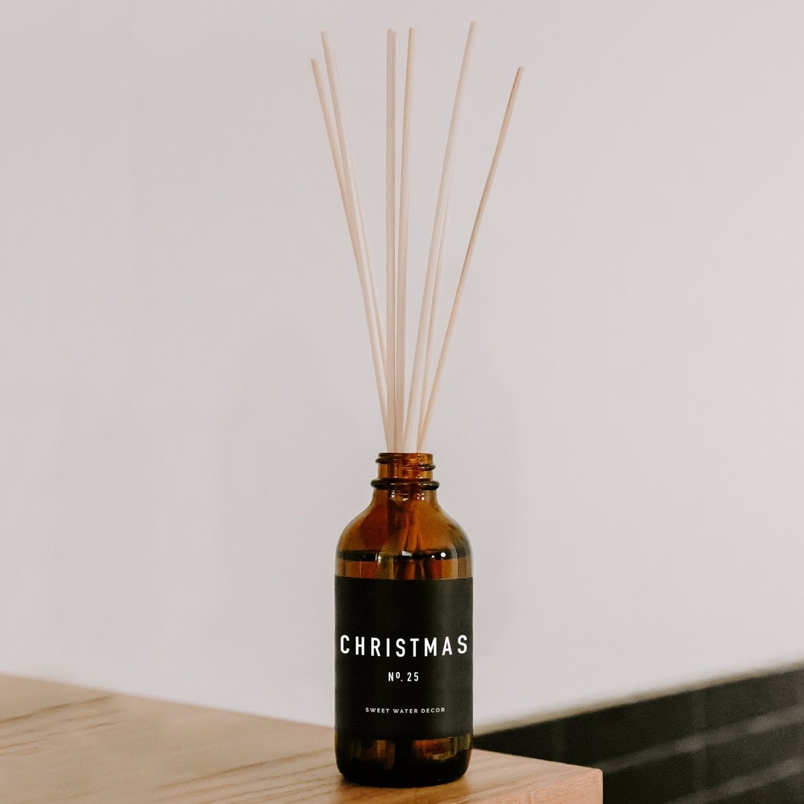 amber glass bottle with "christmas no. 25" label