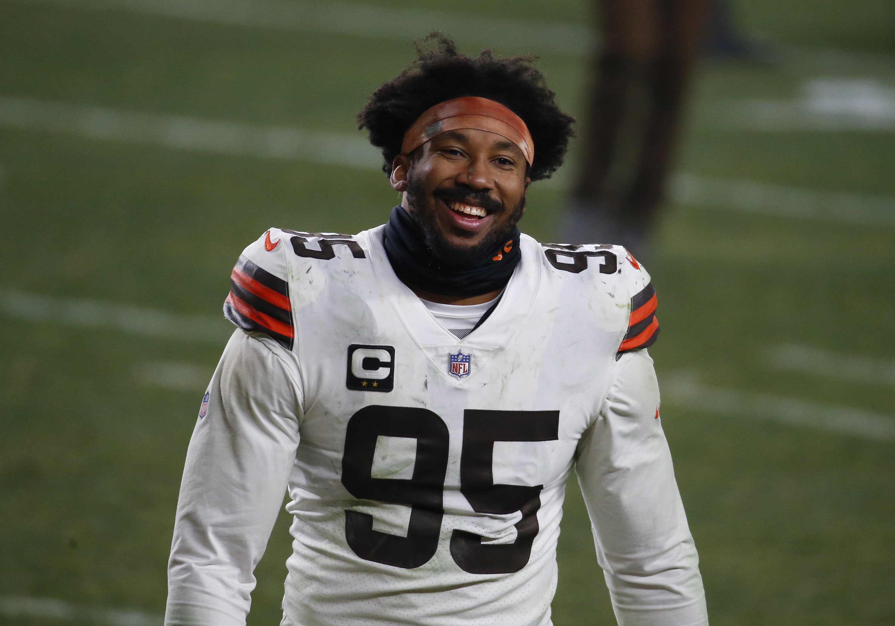 Myles Garrett in a Cleveland Browns jersey