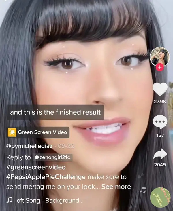 Screengrabs of the TikTok by Michelle Diaz showing the final look